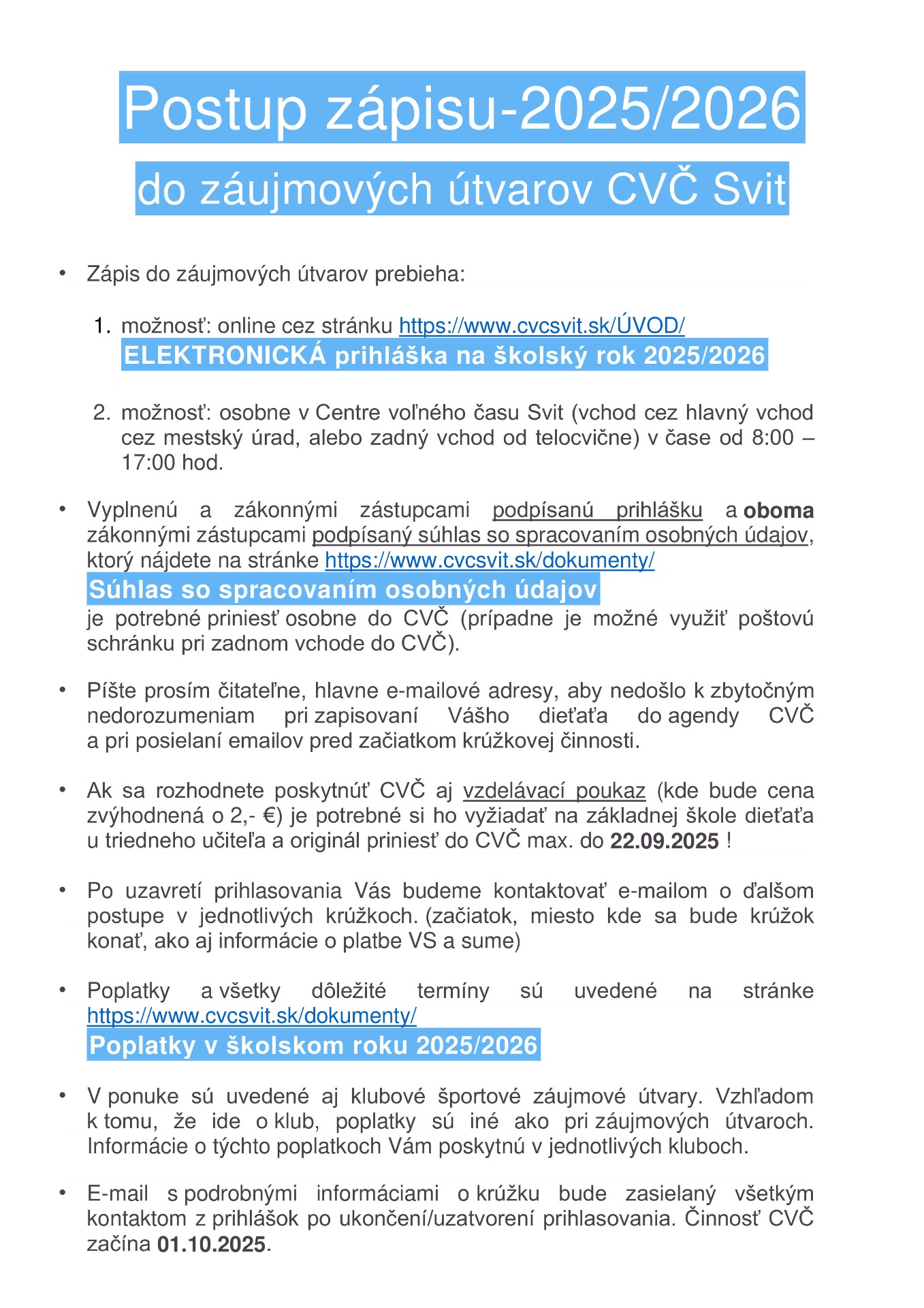 Postup pri zápise 2025/2026